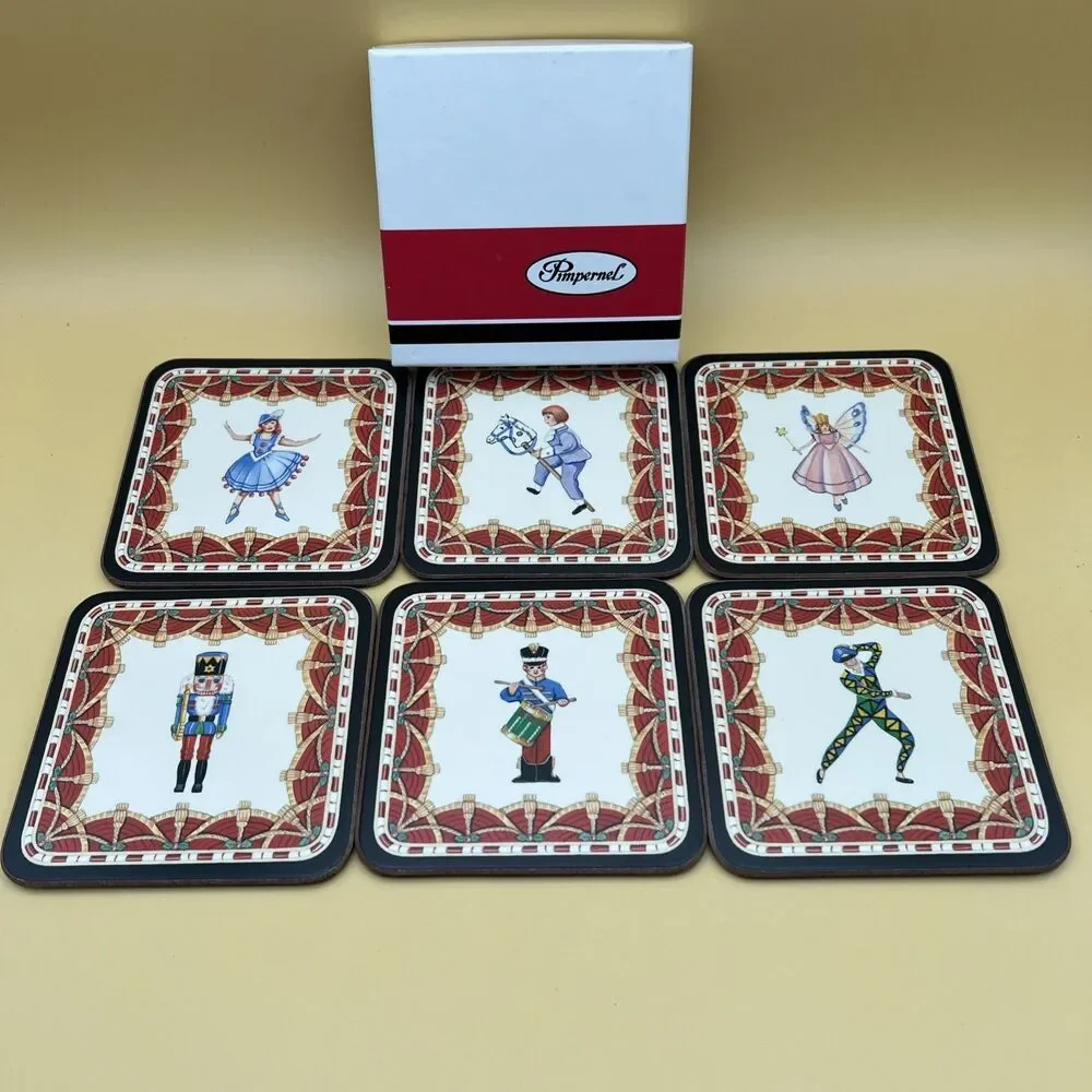 Boxed Set Of 6 Pimpernel NUTCRACKER 4.25” Coasters Christmas
